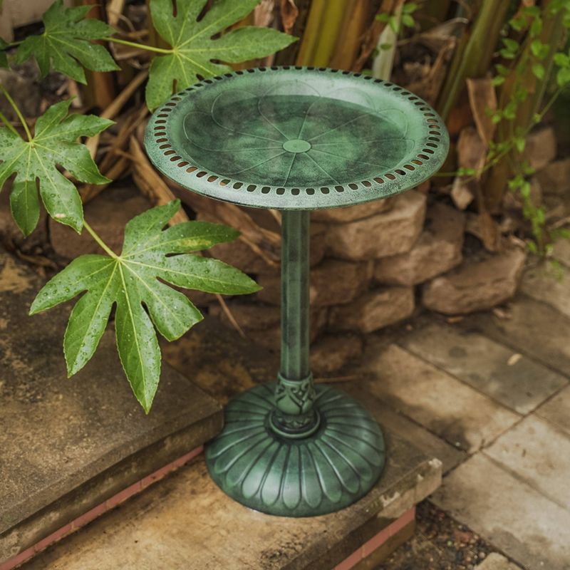 13.5" Classic II Antique Copper Birdbath w/ Rail Mount Bracket - Achla Designs