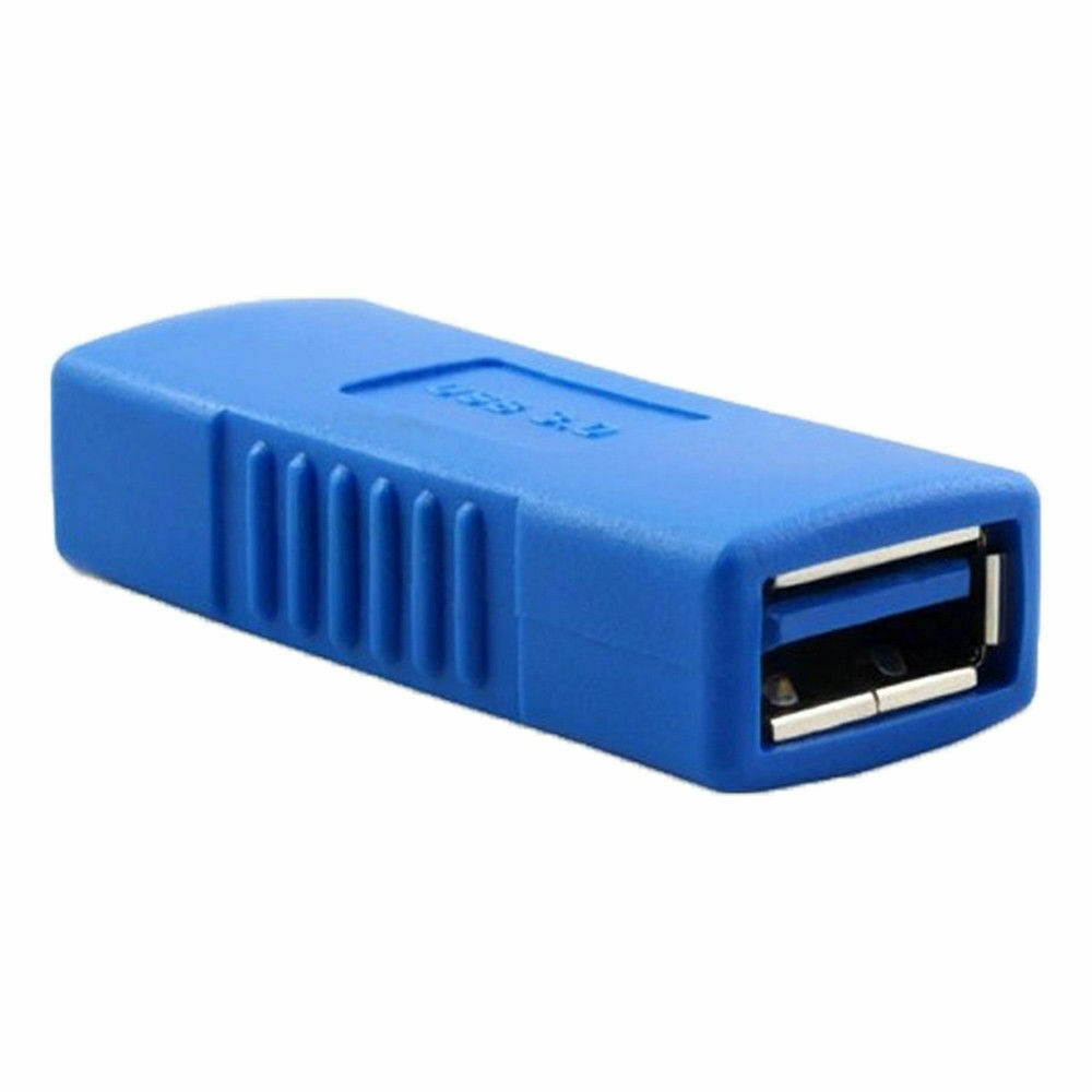 2x USB 3.0 Type A Female to Female Connector Adapter Coupler Gender Changer Blue