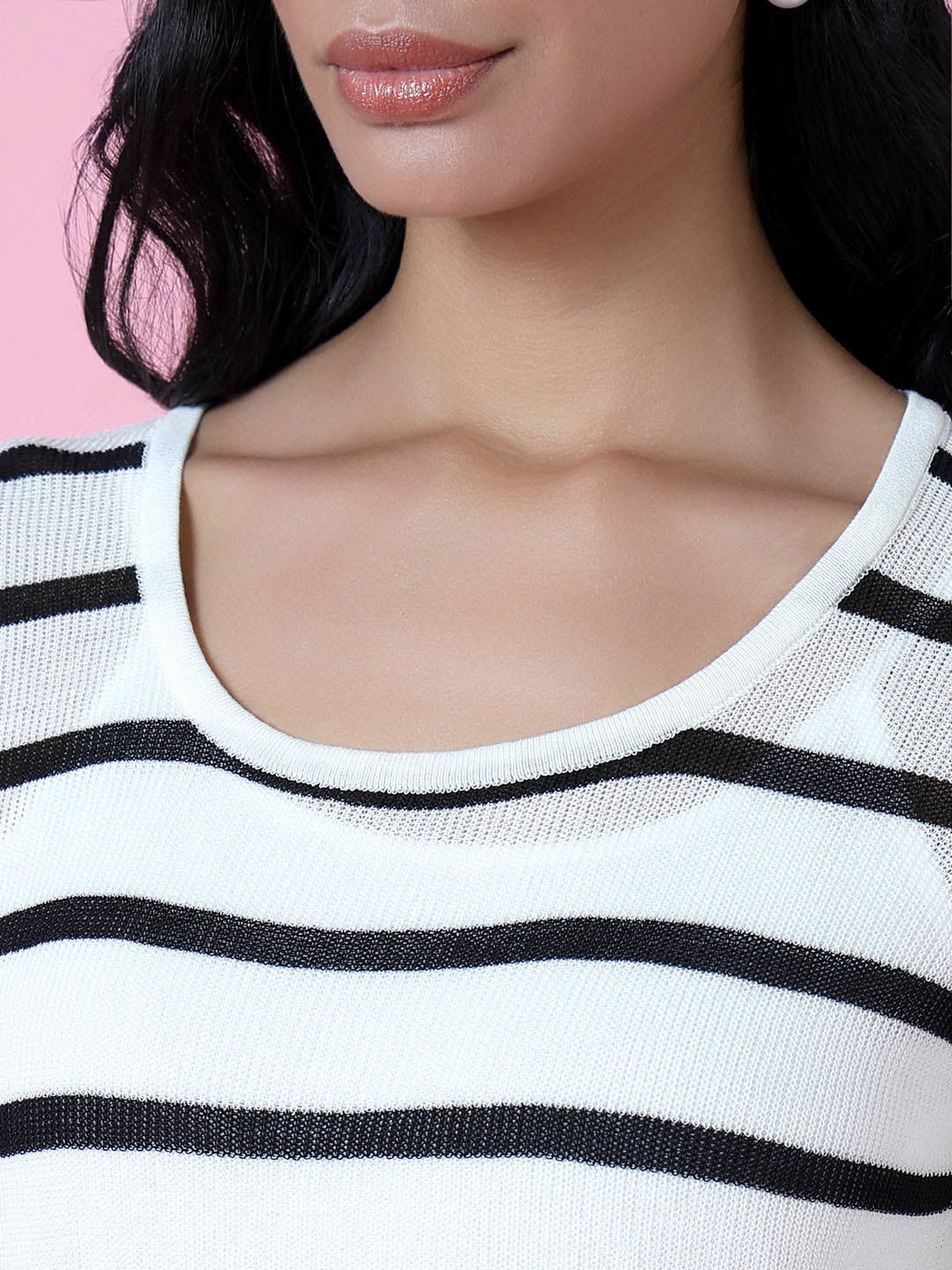 SHOWOFF White Striped Top
