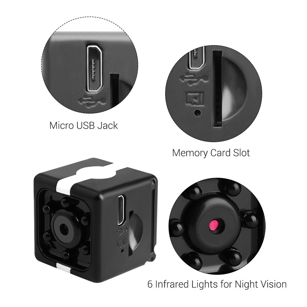 Mini Cube Camera 720P HD IR Night Vision 120&deg; Wide Angle 32GB Extended Memory