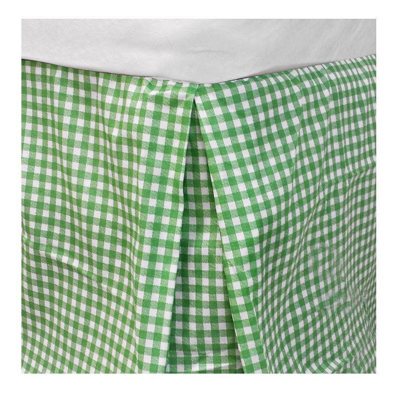 Bright Green Plaid Twin Bed Dust Ruffle Geometric Bedskirt Bedding Accessory - Store51 LLC.