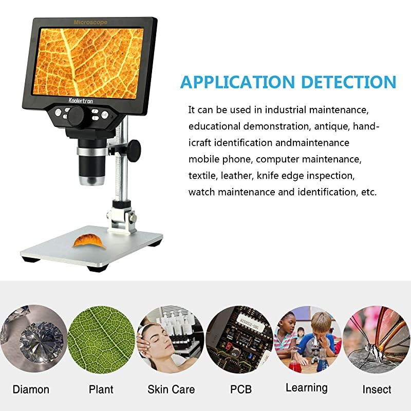 7 inch LCD Digital USB Microscope, 12MP 1-1200X Magnification Handheld Camera Video Recorder with screen,8 LED Light,Rechargeable Battery for Circuit Board Repair Soldering PCB Coins jewelry