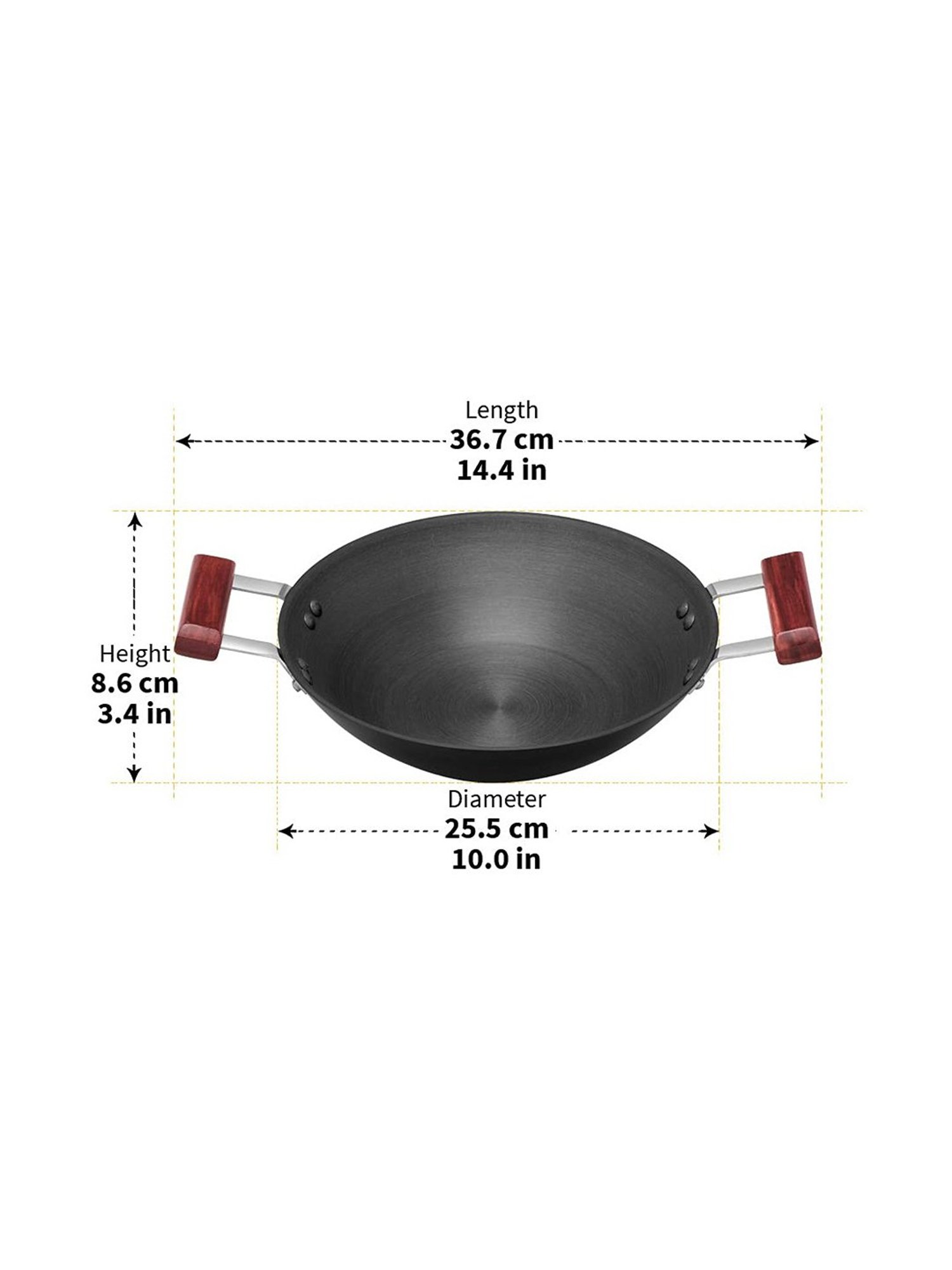 Hawkins Black Hard Anodised Deep Fry Pan Kadhai with Two short handles - 2 Litre