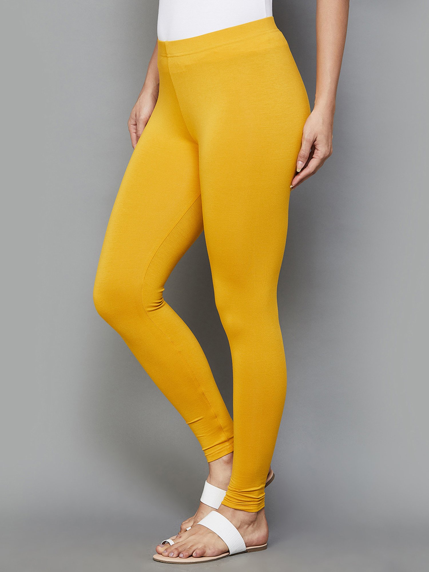 Melange by Lifestyle Yellow Cotton Leggings