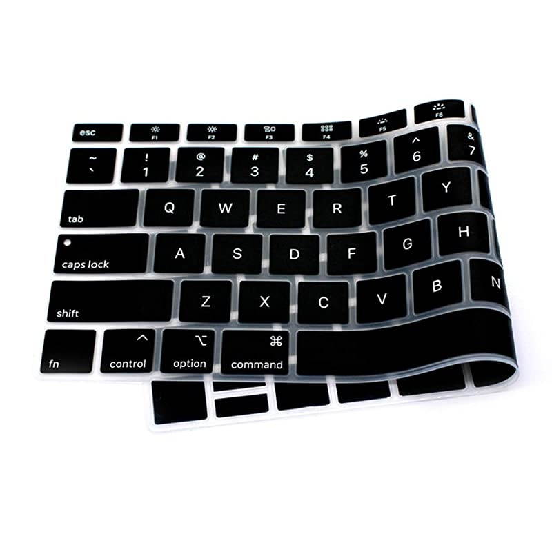 Premium Keyboard Cover Ultra Thin Silicone Keyboard Protective Skin for 2018 2019 MacBook Air 13 133Inch with Touch ID A1932 US Layout NOT FIT for 2020 Version Black