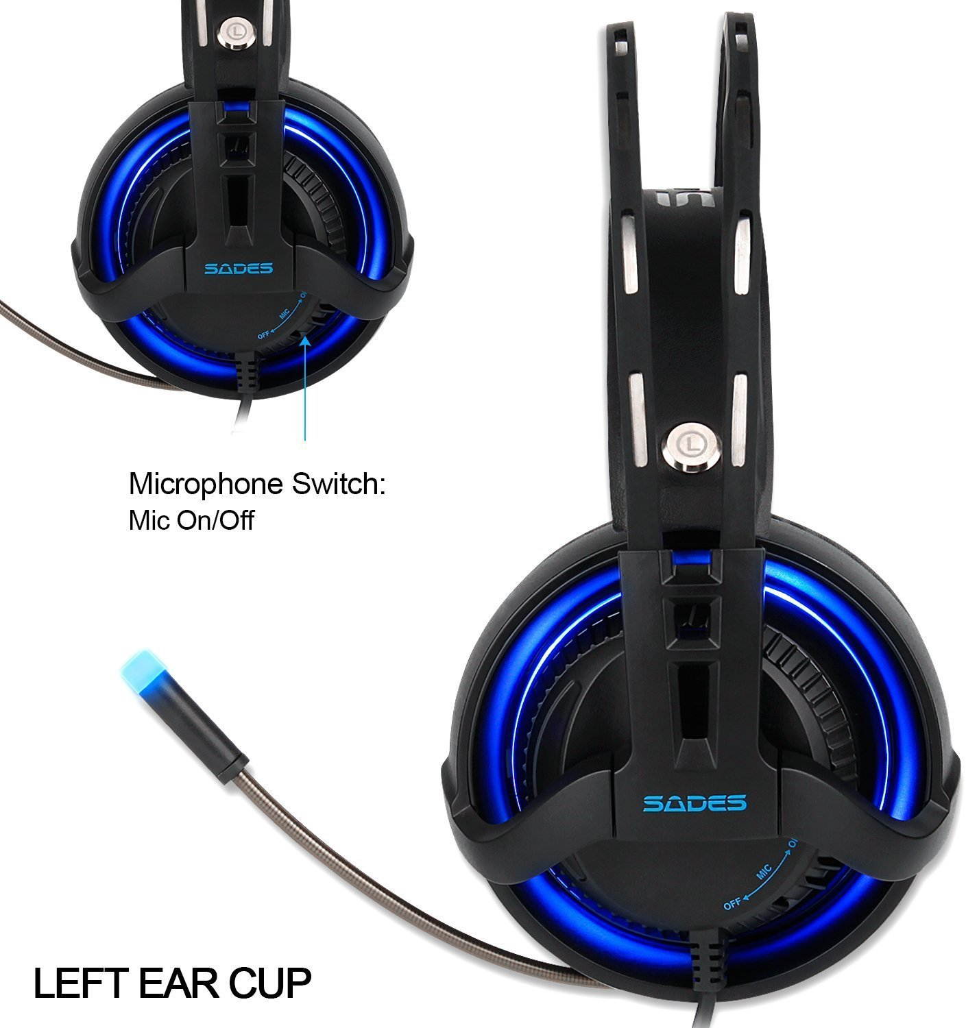 Sades R2 Gaming Headset Virtual New 7.1 Channel Surround Sound Stereo Headphones Colorful Breathing LED lights With Mic USB Plug PC Mac Headsets