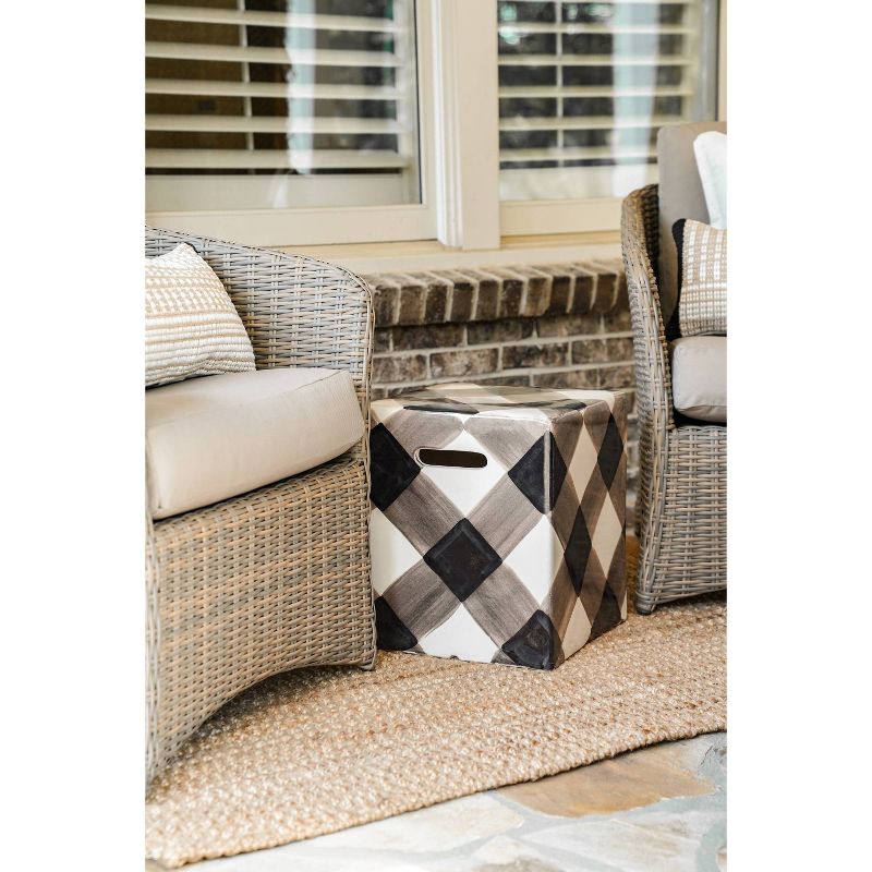 Sandra Ceramic Patio Side Table - Black/White - Leisure Made