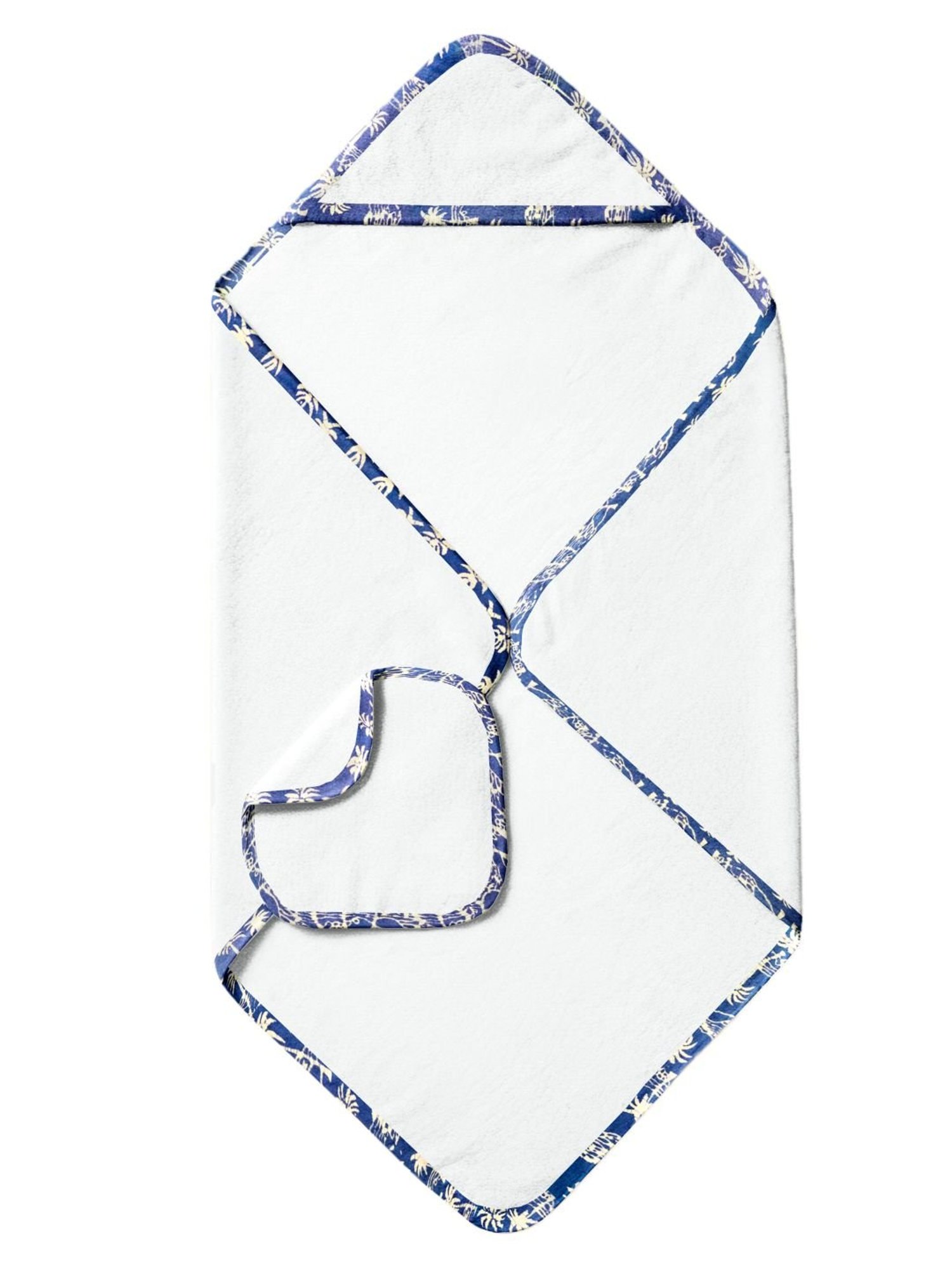 The Baby Atelier White & Blue Towel Set