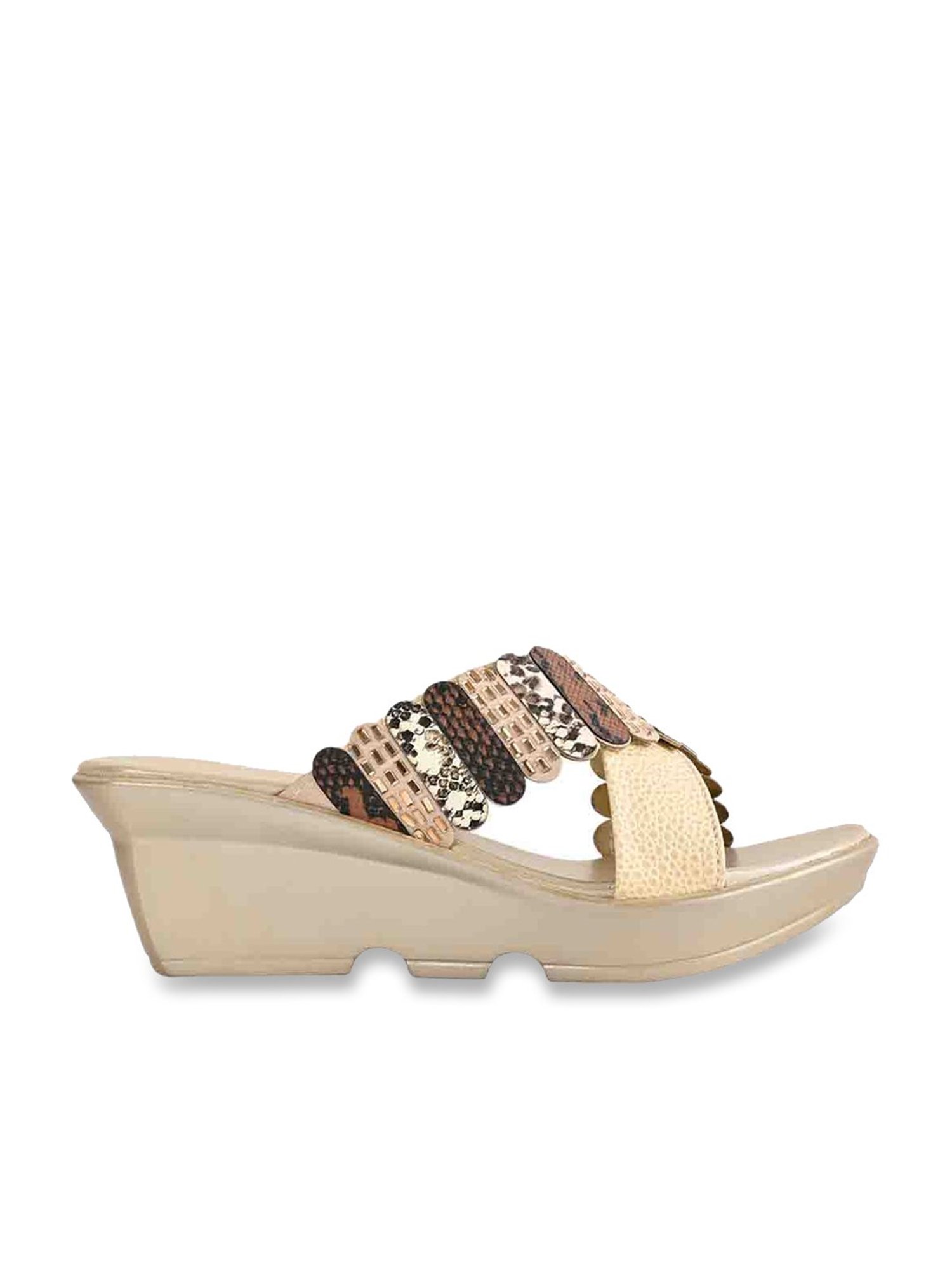 Jove Women's Golden Cross Strap Wedges