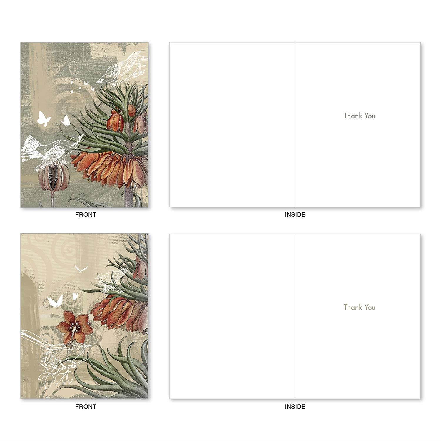 M2986TYG Floral Collages: 10 Assorted Thank You Note Cards Featuring Floral and Botanical Print Collages, w/White Envelopes.