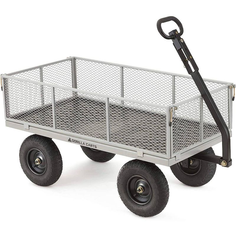 Gorilla Carts Heavy Duty Steel Utility Cart with Removable Sides and Pneumatic Tires Capacity