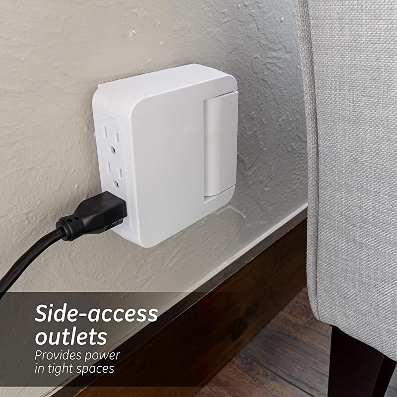 Pro SideAccess Swivel Sur Protector 6Outlet Wall Tap 3 Prong Charging Station Automatic Shutdown Technology 1200 Joules 120V AC 15A 1800W White 39226