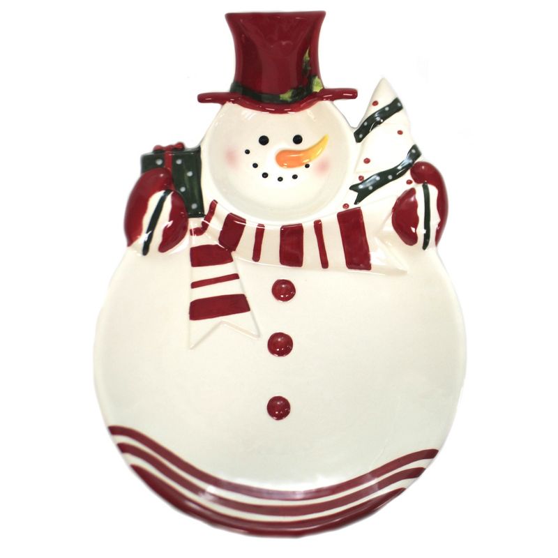 Tabletop 15.5" Snowman Serving Platter Christmas Present Tree Cosmos Gifts Corp.  -  Serving Platters