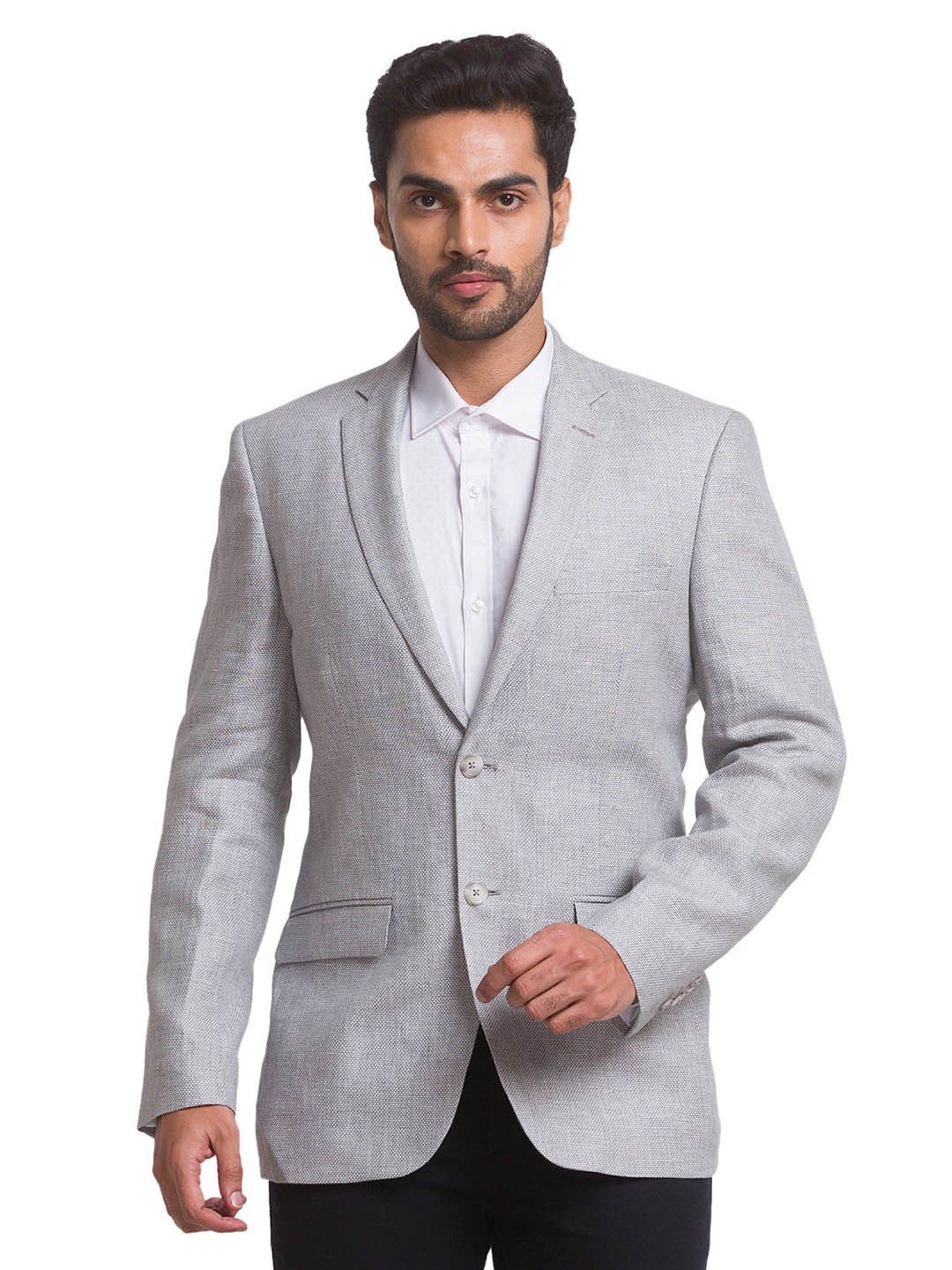 ColorPlus Grey Slim Fit Textured Blazer