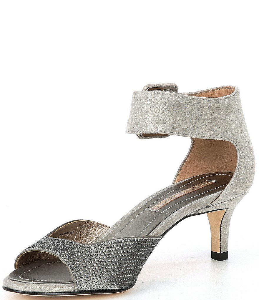 Pelle Moda Berlin6 Metallic Suede Crystal Embellished Dress Sandals
