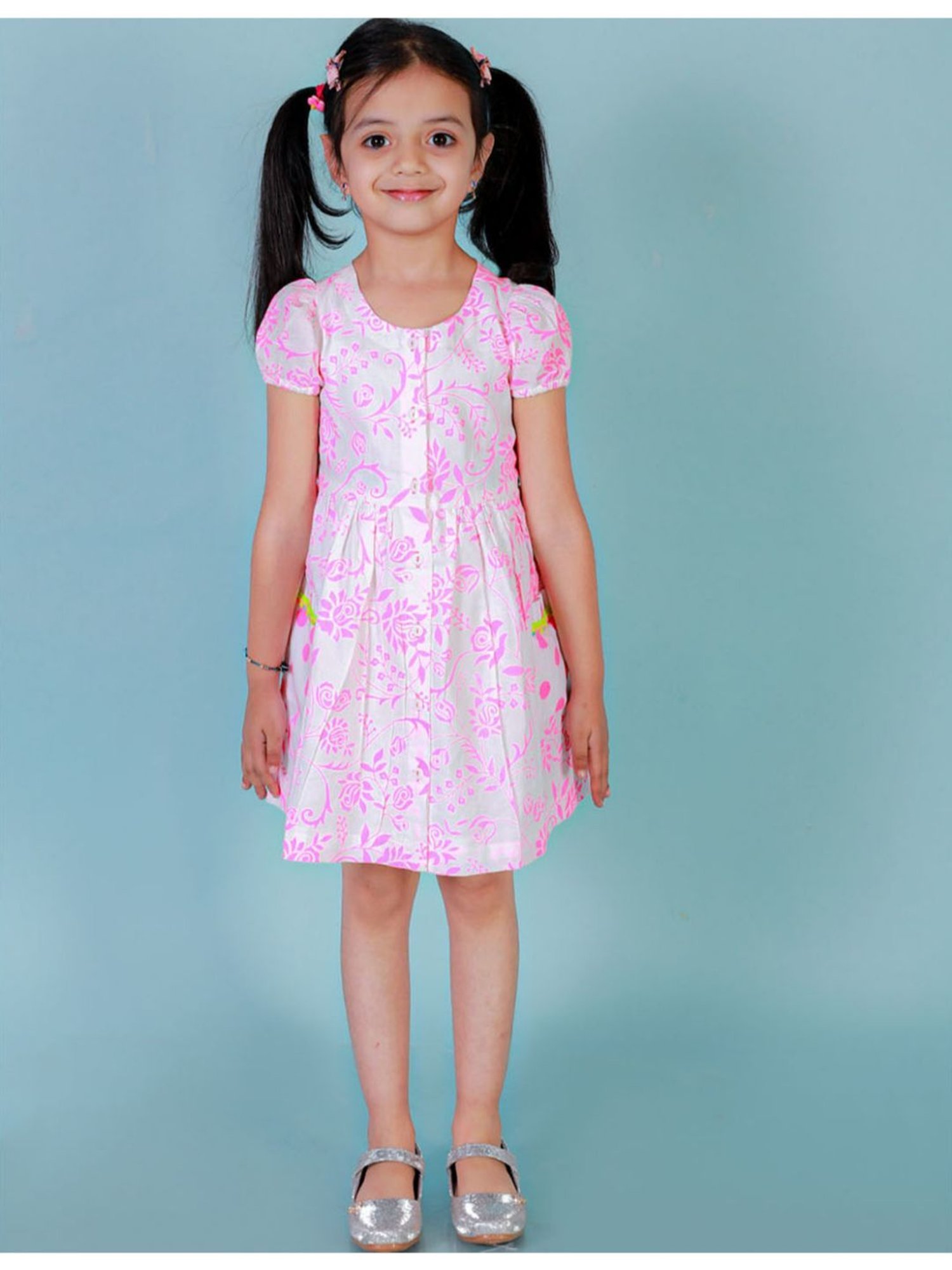 Lil Drama Kids Light Pink & White Floral Print Dress
