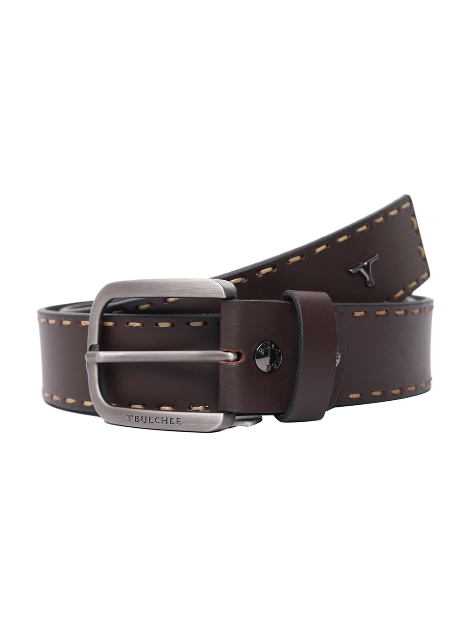 BULCHEE Brown Leather Casual Belt for Men