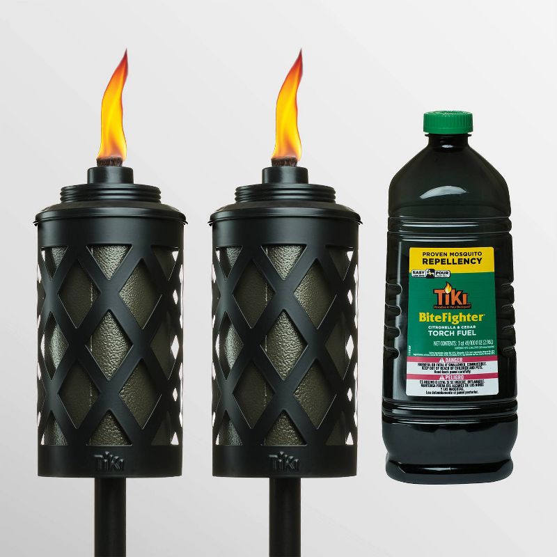 Tiki Brand 2 Urban Metal Torches with 100oz BiteFighter