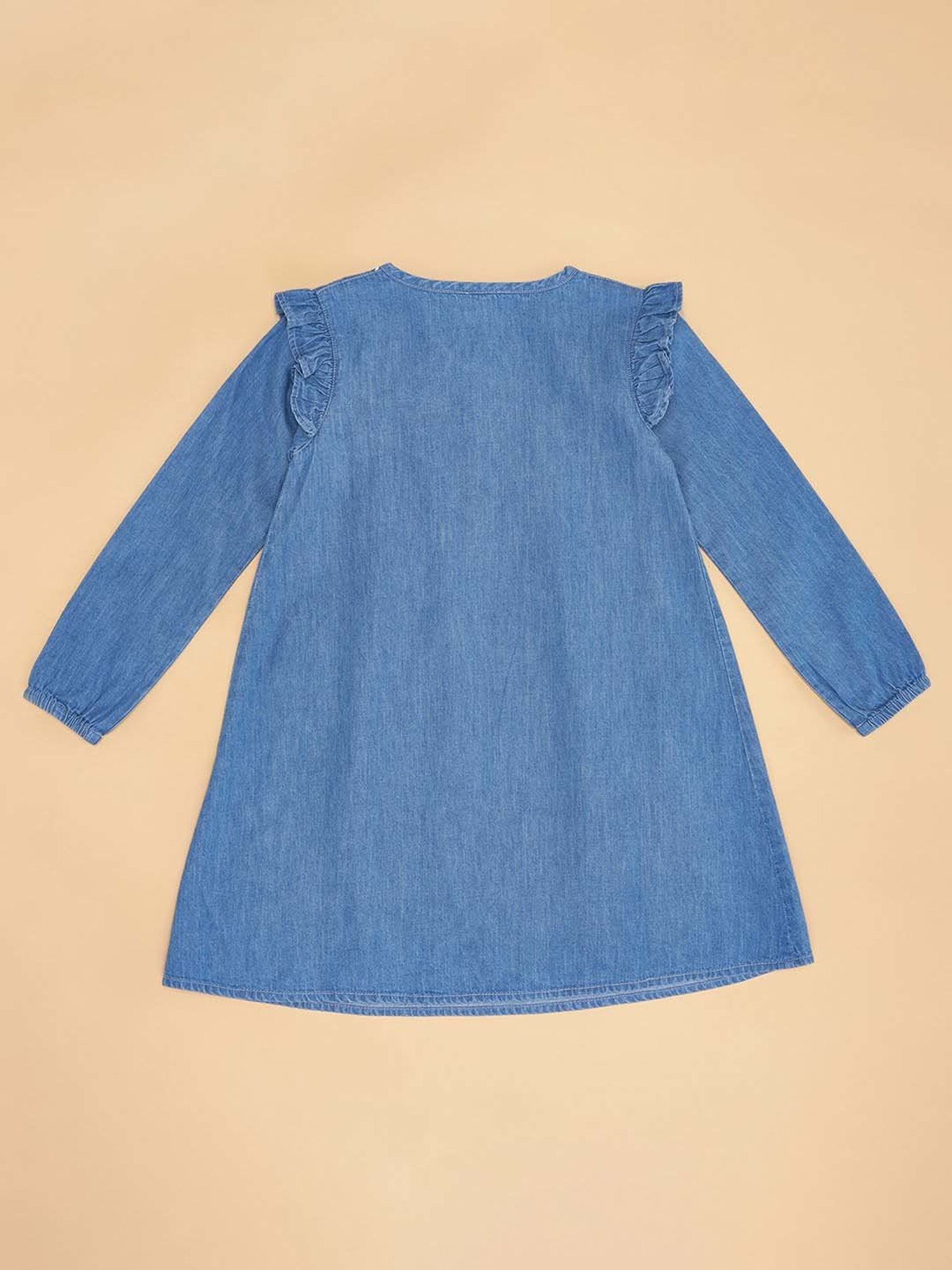 YU by Pantaloons Kids Blue Cotton Embroidered Dress