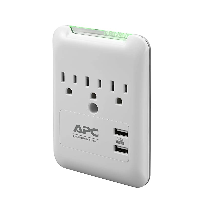 Wall Outlet Surge Protector with USB Ports PE3WU3 3 AC Multi Plug Outlet 540 Joule Surge Protection