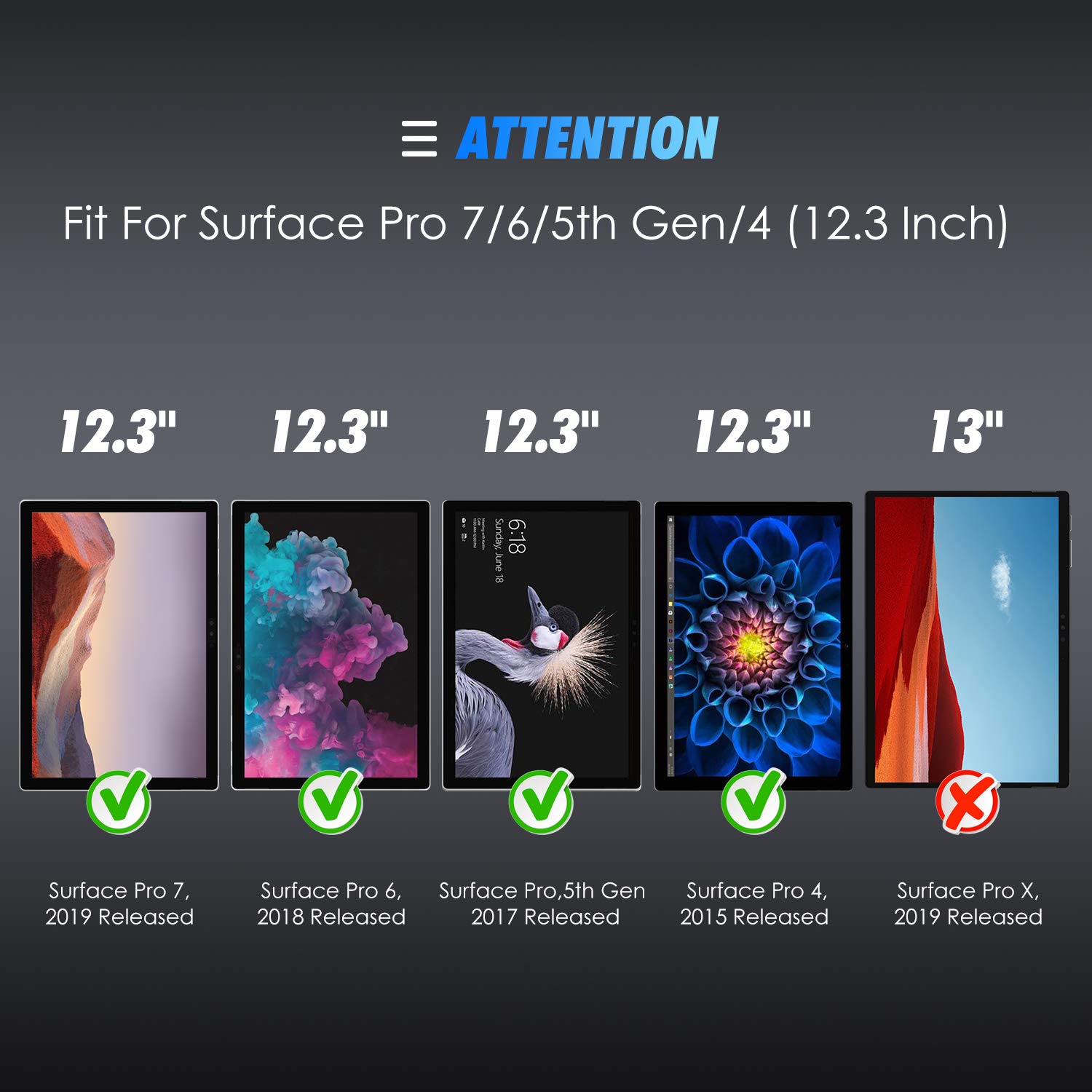 Screen Protector for Surface Pro 7 / Surface Pro 6 / Surface Pro (5th Gen) / Surface Pro 4, SPARIN Tempered Glass Screen Protector - Surface Pen Compatible/Scratch Resistant