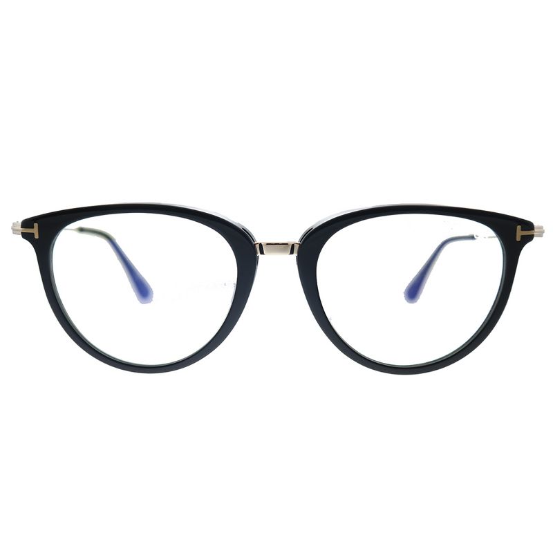 Tom Ford Soft FT5640-B 001 Womens Round Eyeglasses Shiny Black And  Rose Gold 51mm