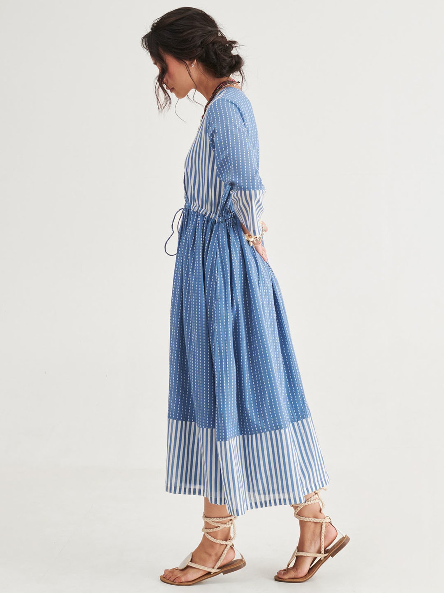 Prakriti Jaipur Indigo Stripes Tie Dress