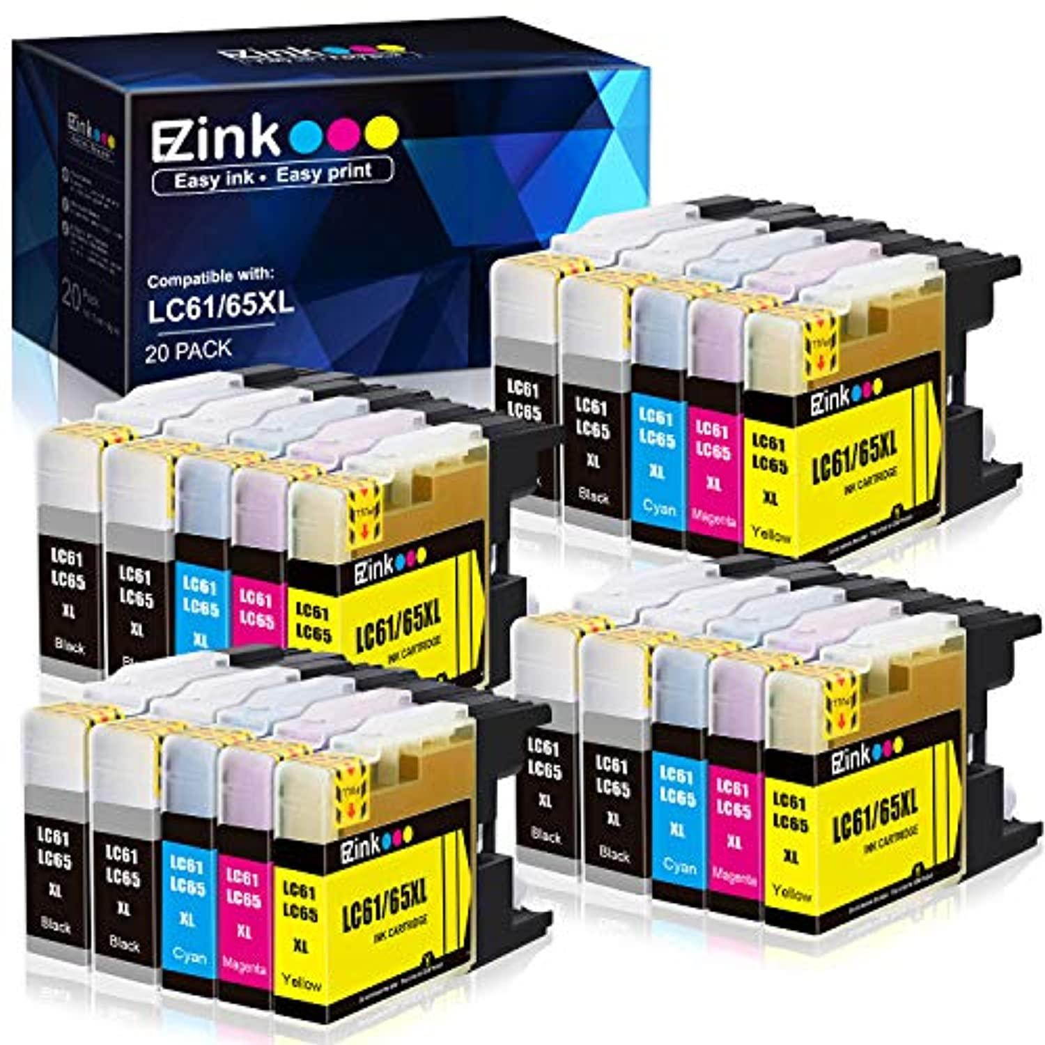 E-Z Ink &trade; Compatible Ink Cartridge Replacement For Brother LC61 LC-61 Series (20) Pack (8 Black, 4 Cyan, 4 Magenta, 4 Yellow) LC61BK LC61C LC61M LC61Y