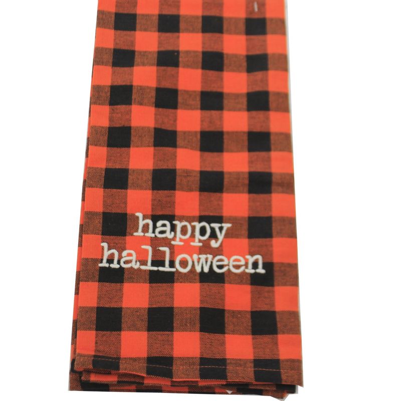 Tabletop 28.0" Checkered Halloween Towels S/2 100% Cotton Kitchen Clean Up Primitives By Kathy  -  Kitchen Towel