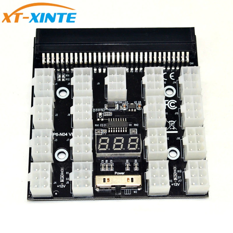 Black PCI-E 17x 6Pin Power Supply Breakout Board Adapter Converter 12V for Ethereum BTC Antminer Miner Mining HP Server PSU GPU