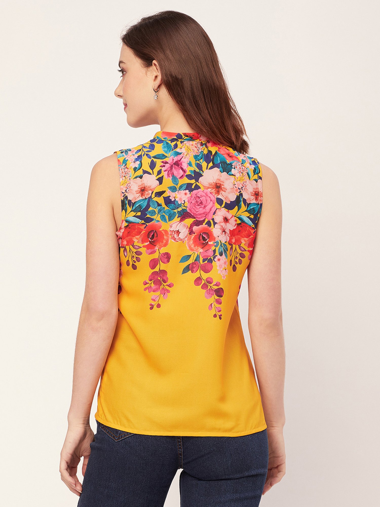 Moomaya Yellow Floral Print Top