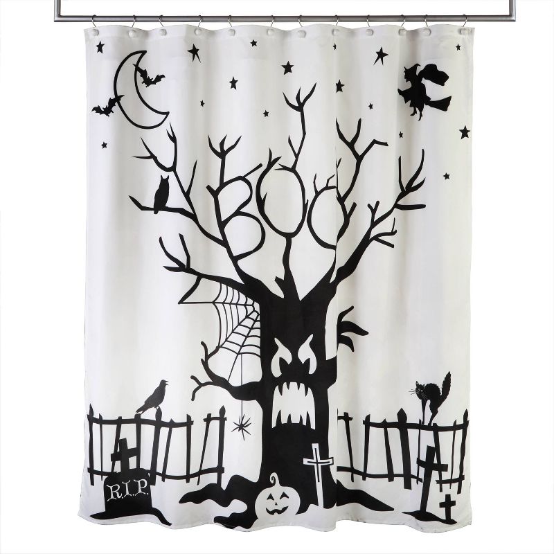 Boo Tree Fabric Shower Curtain Black/White - SKL Home