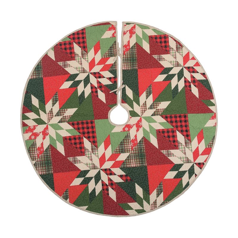Lakeside 48" Snowy Burlap Christmas Tree Skirt with Doily Cloth