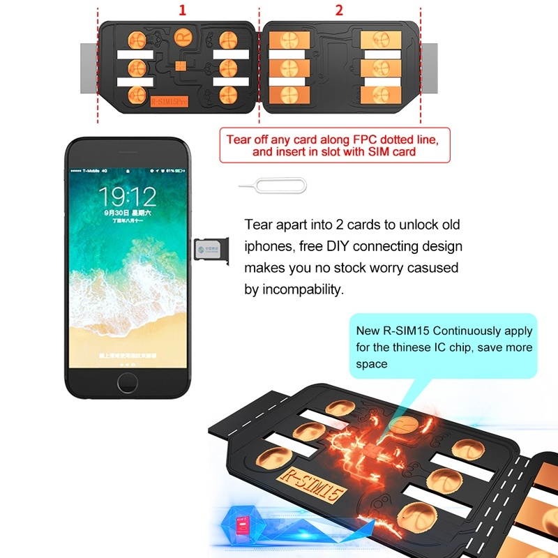 R-SIM 15 Dual CPU Aegis Cloud Upgraded Version iOS 13 System Universal Unlocking Card for iPhone 11 Pro Max, iPhone 11 Pro, iPhone 11, iPhone X, iPhone XS, iPhone 8 & 8 Plus