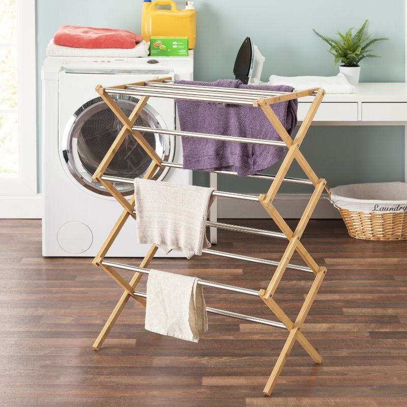 Sunbeam Bamboo and Stainless Steel  Foldable Drying Rack