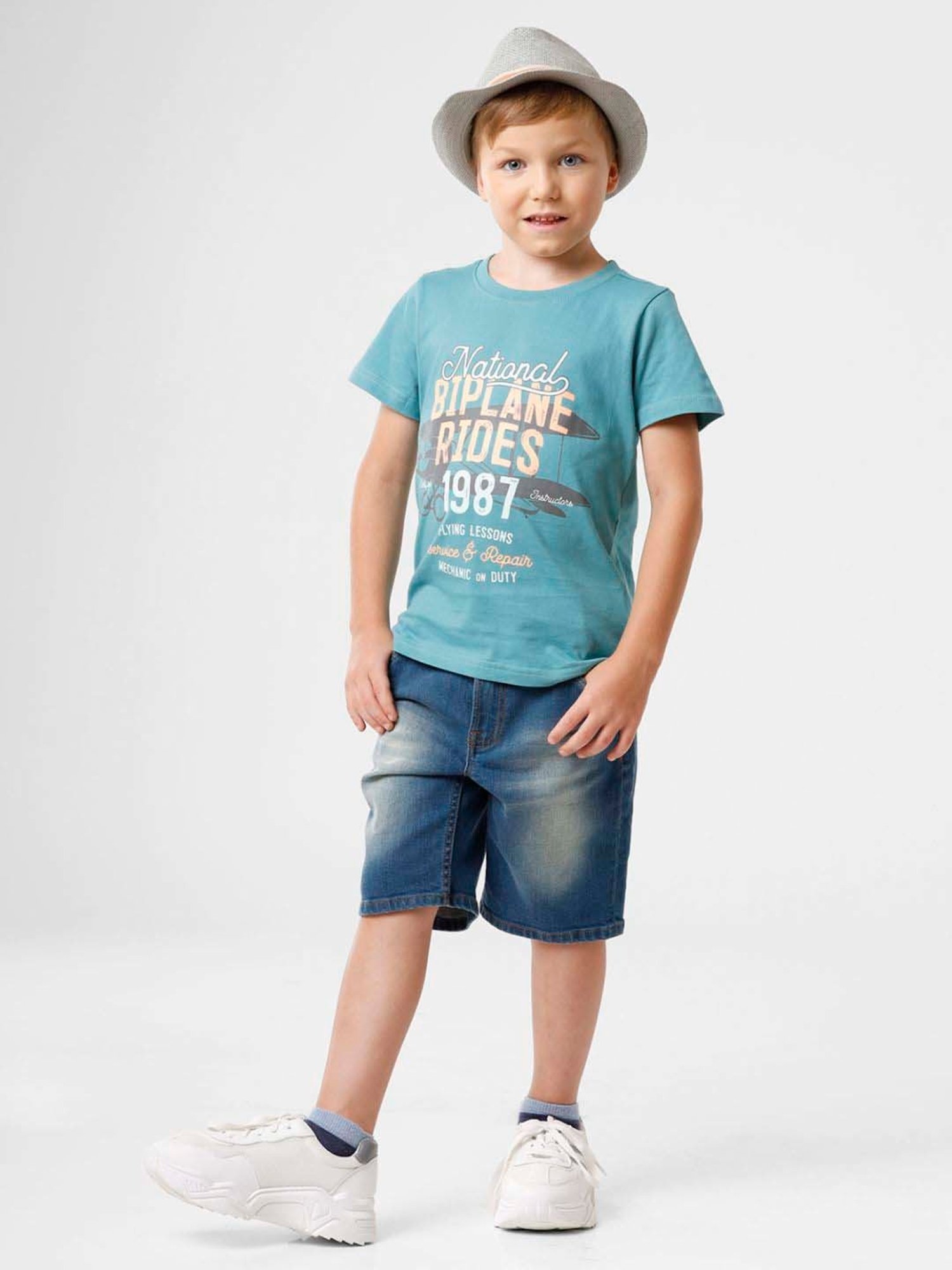 Kate & Oscar Kids Blue Cotton Printed T-Shirt