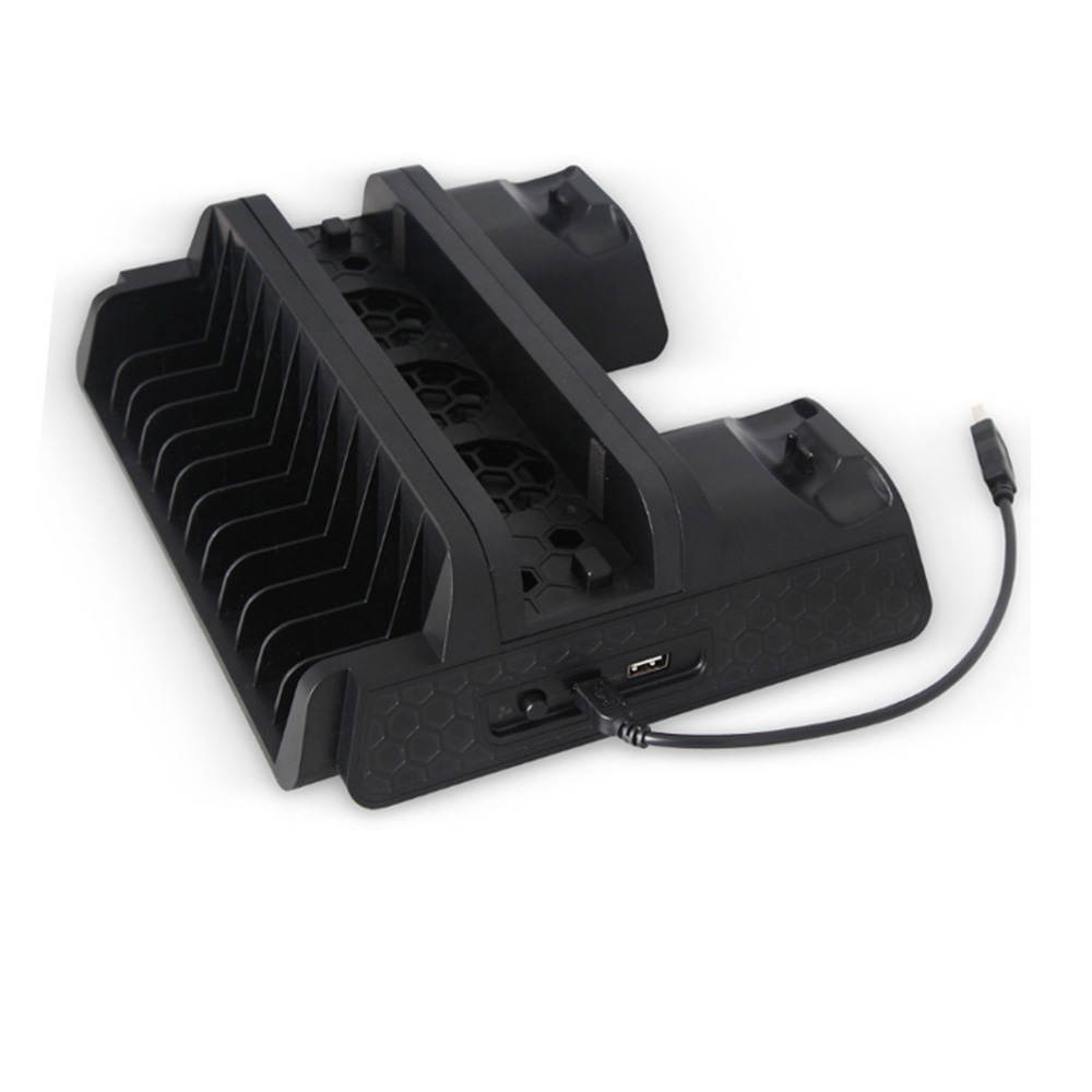 New PS4 Pro Slim Vertical Stand + Cooling Fan Game Holder Charger Charging Dock