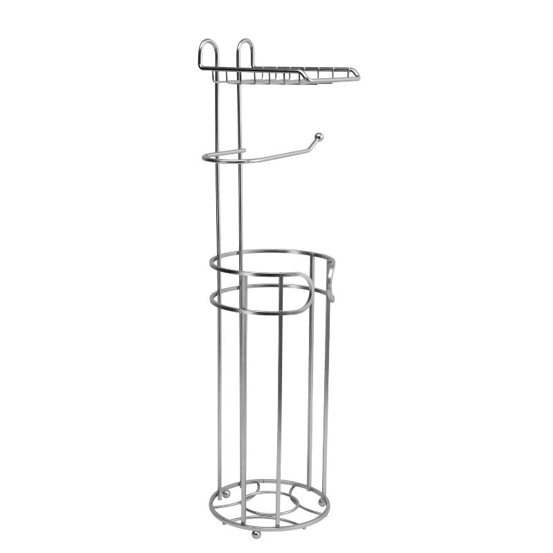 Round Wire Toilet Tissue Reserve with Dispenser and Phone Shelf Satin Nickel - Bath Bliss