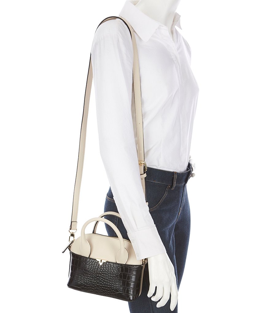 Kate Landry Viola Small Crocodile-Embossed Satchel Bag