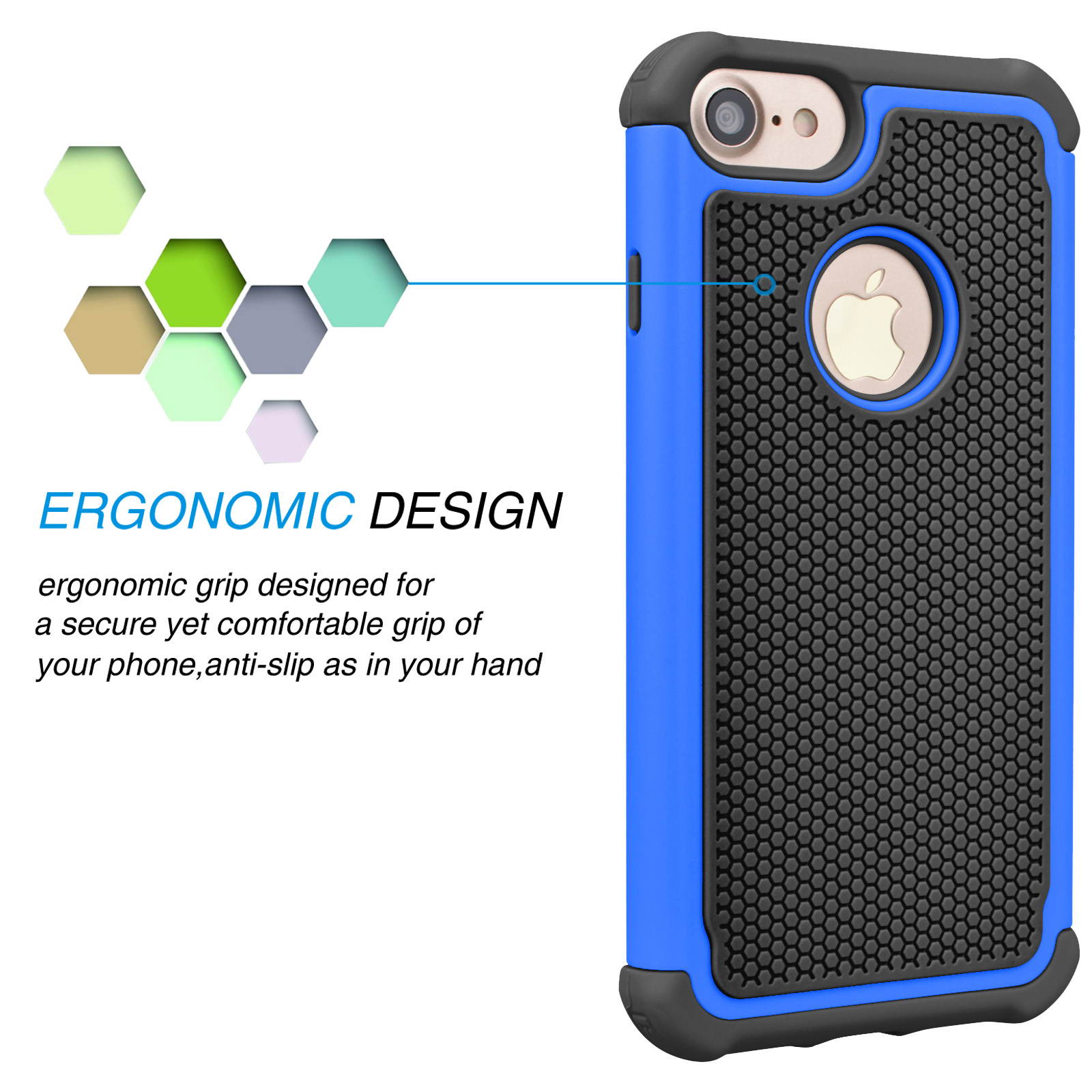 Tekcoo for iPhone 8 Case/iPhone 7 Cute Case, [Tmajor] Shock Absorbing Cases [Blue] Hybrid Bumper Sturdy Defender Rugged Cases Cover Plastic Outer & Rubber Silicone Inner
