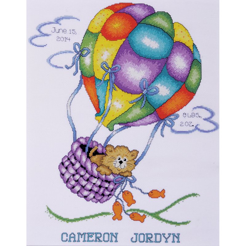 Tobin Counted Cross Stitch Kit 11"X14"-Balloon Cat (18 Count)