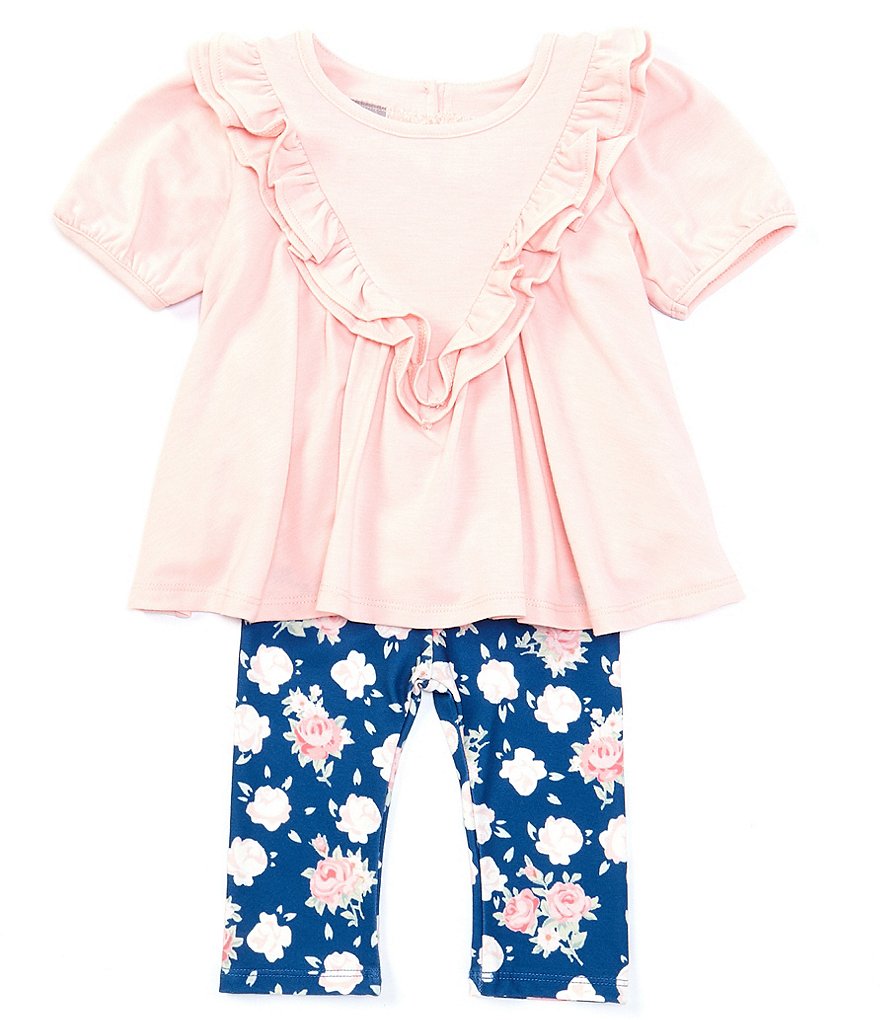 Pippa & Julie Baby Girls Newborn-24 Months Ruffled Top & Floral Legging Set