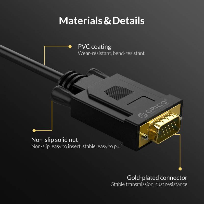 ORICO 1080P DVI-I 24+1 Male to VGA Female Cable DVI to VGA Adapter for PC/Laptop/DVD