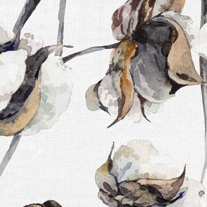 35"x35" Cotton Blossoms By Belle Maison Art On Canvas - Fine Art Canvas