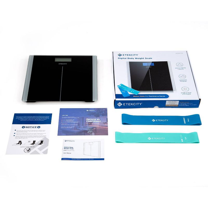 Digital Body Weight Scale with Resistance Bands Black - Etekcity