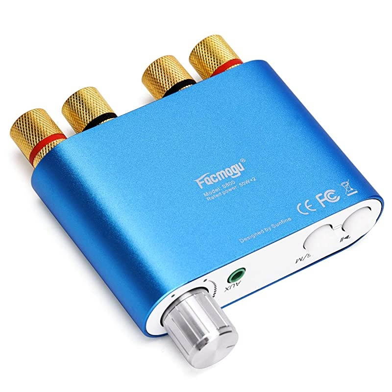 Mini Stereo Amplifier 50Wx2 Bass Bluetooth Receiver DC 924V 12V Mini BT 40 Home amp Car Audio Dual Channel Amplifier HIFI Wireless Receiver Amp Ampli Module with EMI Filter Blue