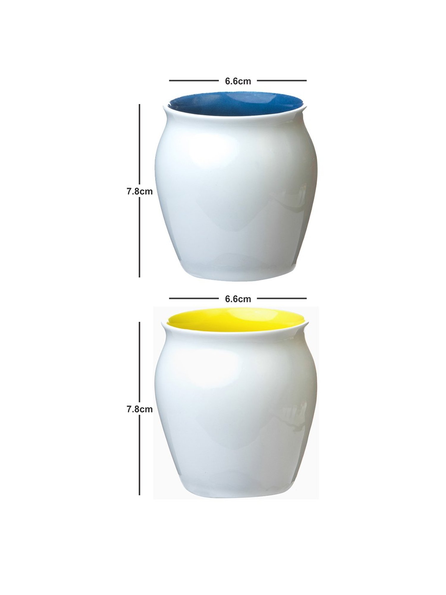 SONAKI Printed White Bone China Coffee Kulhad - Set of 6 (200ml)