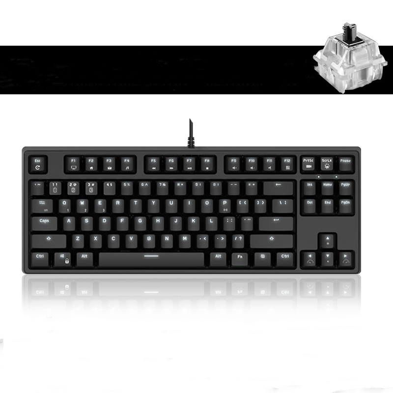 Royal Kludge RK987  N-key Rollover Ergonomic Design,Cool Exterior USB Wired PBT Keycaps White Backlit Keyboard for Gaming and Office - Black( RK Black Switch)