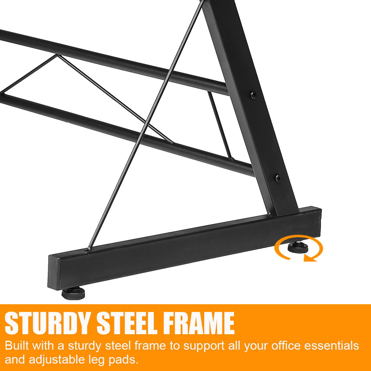 Gaming Desk, L-Shaped Professional E-Sport Gamer Workstation with Keyboard Drawer & High Class Wood Surface, Ergonomic PC Gaming Table for Home Office,Grey Black,GT146