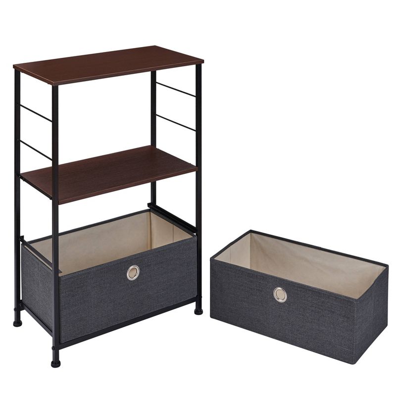 Modern 2 - Tier Decorative Bookshelf/Dresser Storage with Fabric Drawers Gray - Danya B.